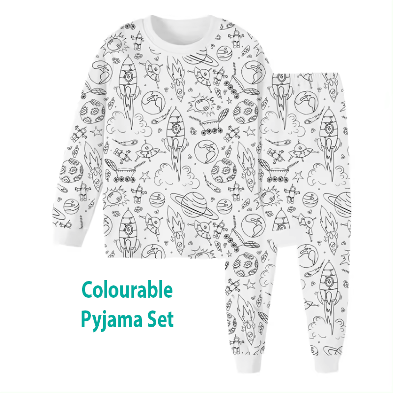 colourable pyjama set rocket